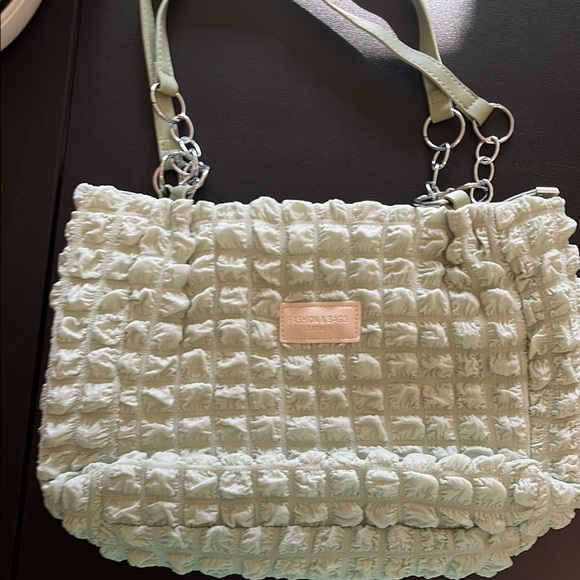 Handbags - Mint Green Quilted Women's Bag with chain link and leather strap - think spring